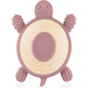Zopa Silicone Wooden Teether Turtle гризалка 0 m+ Old Pink