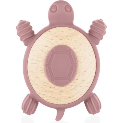 Zopa Silicone Wooden Teether Turtle гризалка 0 m+ Old Pink