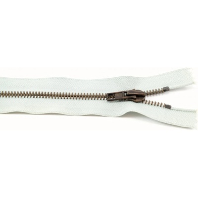 Jeansové zipsy starokovové č. 5 nedeliteľné - dĺžka 6 cm - 25 cm 16 cm svetlo šedá