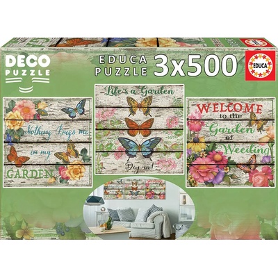 Educa Пъзел Educa от 3 x 500 части - Добре дошли в градината (EDU17965)