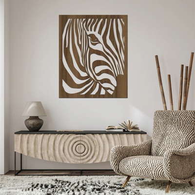 dřevo života Dřevěný obraz na zeď ZEBRA Rozměry (cm): 60x72, Zvolte barvu dekoru: Ořech