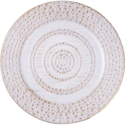 Qx impex kft Пластмасова табла IRIS, кръгла, антично бяла 33 cm 676566 (676566)