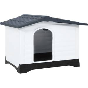 vidaXL Кучешка къщичка, сива, 90, 5x68x66 см, полипропилен (152230)
