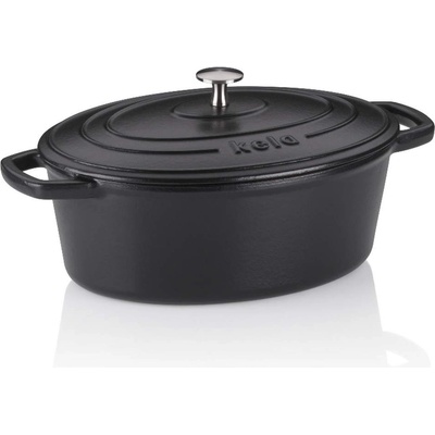 Kela 29 х 23 см черна чугунена овална тенджера с капак KELA от серия Calido