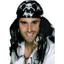 Karnevalové kostýmy černý šátek s lebkami pro piráta
