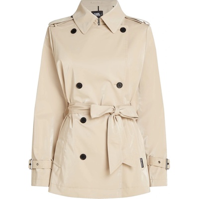 Karl Lagerfeld Coated Cotton SHort Trench hnědý
