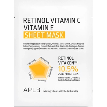 APLB Retinol Vitamin C Vitamin E Sheet Mask анти-ейдж хидратираща маска 25 мл