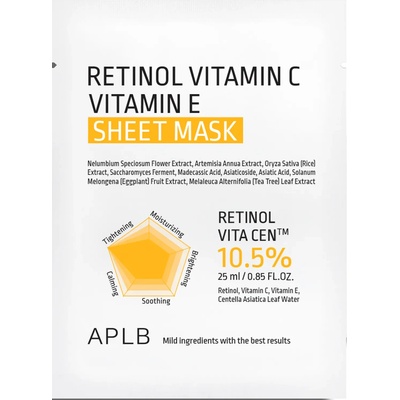 APLB Retinol Vitamin C Vitamin E Sheet Mask анти-ейдж хидратираща маска 25 мл