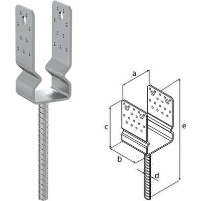 Domax zapustená pätka stĺpika typu U PSSZ 60 - 61 x 60 x 150 x 4.0 mm 6 ks