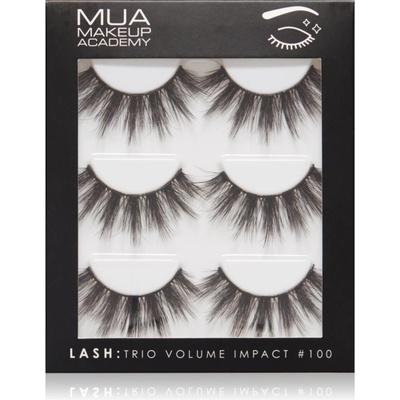 MUA Makeup Academy Lashes Volume Impact изкуствени мигли тип Volume #100 3x2 бр