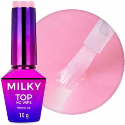 Molly Nails Milky Top No Wipe Milky Pink mléčně růžový vrchní lak 10 g