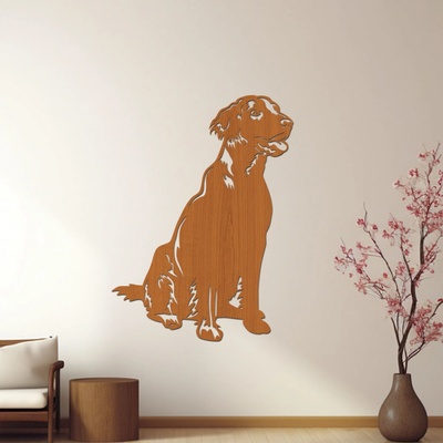 dřevo života Dřevěný obraz psa Flat coated retriever Rozměry (cm): 30x40, Zvolte barvu dekoru: Třešeň