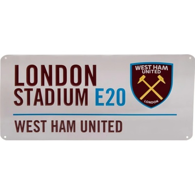 WEST HAM UNITED FC Plechová ceduľa West Ham United FC, biela, 40x18 cm