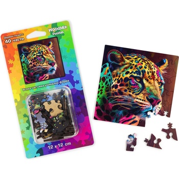 WoodMix Puzzles Дървен пъзел WoodMix, Животни, 40 части - Ягуар (WM-P40-0036)