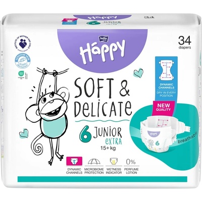 Bella Baby Happy s kanálky Soft & Delicate 6 15+ kg 34 ks