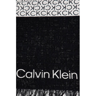 Calvin Klein Памучен шал Calvin Klein дамски в черно с десен K60K612979 (K60K612979)