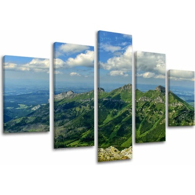 Obraz zelených vrchov slovenských hôr na plátne — 5-dielny set - 100x80 cm