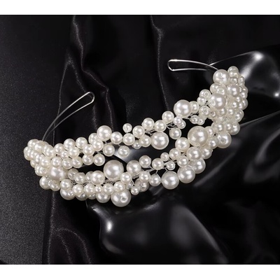 Naishide Jewelry Dvojitá čelenka do vlasů zdobená bílými perlami