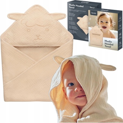 Lionelo 80 x 80 cm LO-MUSLIN HOODED TOWEL BEIGE SAND