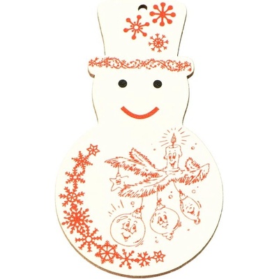 Ideal červeno biela vianočná odzoba snehuliak 5 x 9cm
