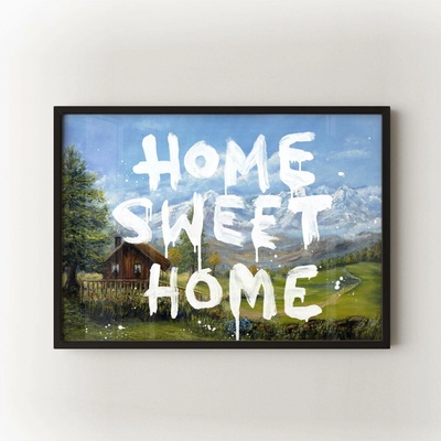Home Sweet Home Velikost: 30x40 cm, Rám: Černý