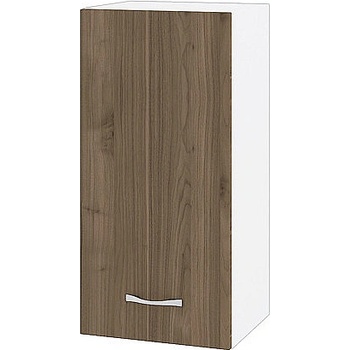 ИРИМ Горен шкаф с врата и рафт Сити БО-16 бяло гладко / орех адмирал 35 см