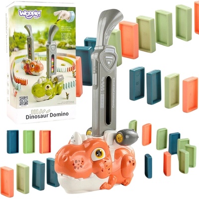 Woopie Farebný dinosaurus domino s elektrickou lokomotívou