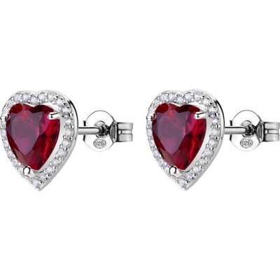 Brosway Strieborné srdiečkové náušnice Fancy Passion Ruby FPR142