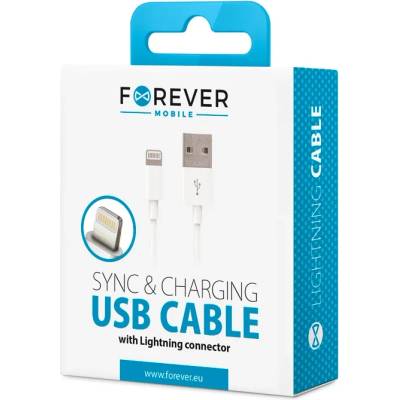 XO Кабел за зареждане USB / Lightning, 1A, 1 метър, бял - Forever