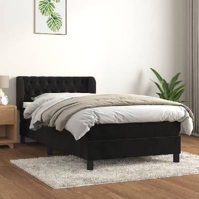 vidaXl 3127645 Boxspring postel s matrací černá samet