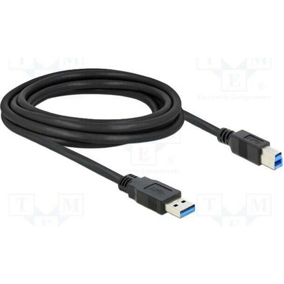 Delock 85069 ;USB A vidlice USB B vidlice zlacený 3m černý