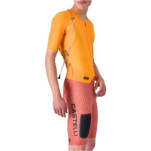 Castelli Мъжки скин за колоездене Castelli Unlimited Speedsuit Cycling skinsuit - Vivid Orange / Hot Sauce-Black (002-3809-0212)
