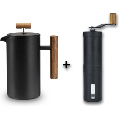 Lambda Coffee Ruční mlýnek + French Press z nerezové oceli 600ml