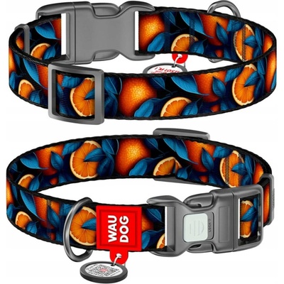 Waudog Oranges nylon dog collar with QR code