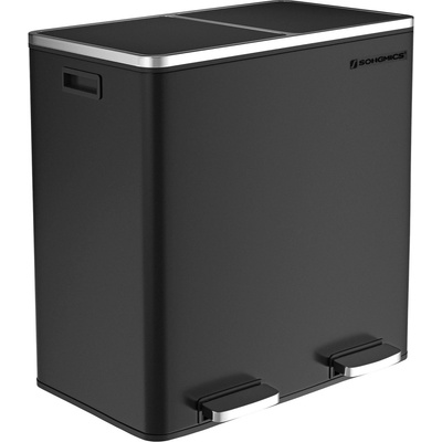 Songmics na tříděný odpad LTB60BK, černý, 2 x 30 L