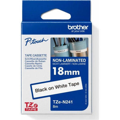BROTHER TZEN241 - kazeta TZ šířky 18mm, nelaminovaná TZE-N241, bílá/černé písmo