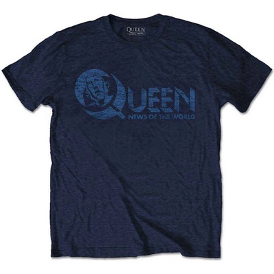 Queen News of the World 40th Vintage Logo (Back Print) Navy Blue L Риза (QUTS27MN03)