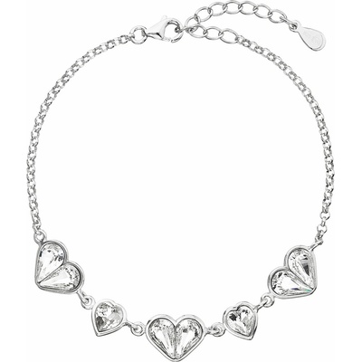 PAVONA Strieborný náramok so Swarovski krištáľmi biele srdce 33109.1