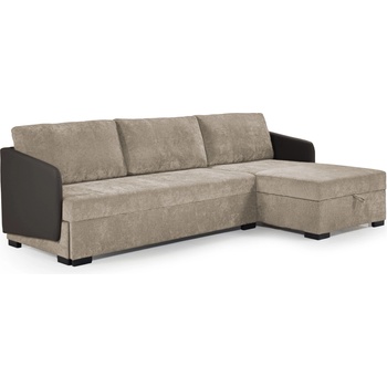 TEDIVA Десен ъглов диван oslo с механизъм за сън-тъмно кафява в ЕКО кожа (mmpat29rm-hev20714)