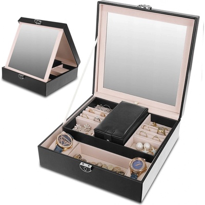 Beautylushh 8896 kufříková šperkovnice se zrcadlem na klíč černá