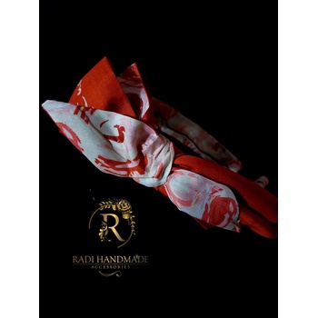 Radi handmade Диадема с панделка в розово и керемидено червено (856)