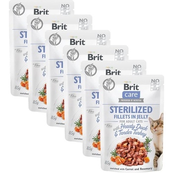 Brit Care Cat Sterilized Fillets in Jelly with Hearty Duck & Tender Turkey 6 x 85 g