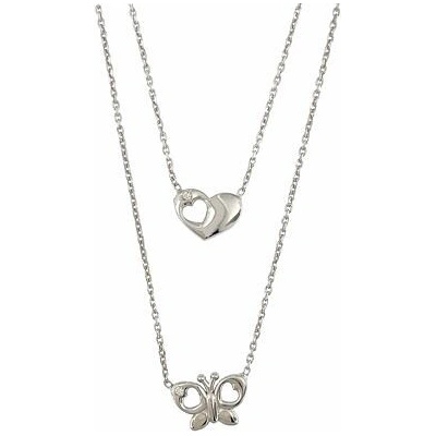 InfinitySilver Strieborný náhrdelník kaskáda srdce motýľ 8006343