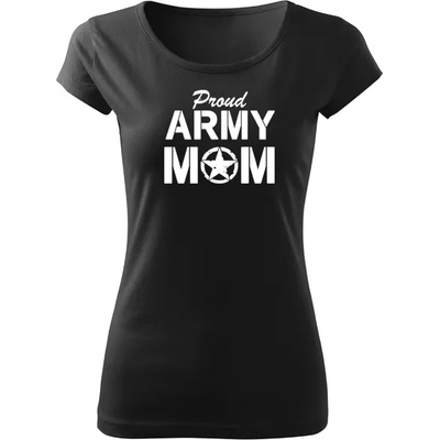 DRAGOWA дамска тениска с къс ръкав, Army Mom, черна, 150г/м2 (5058)