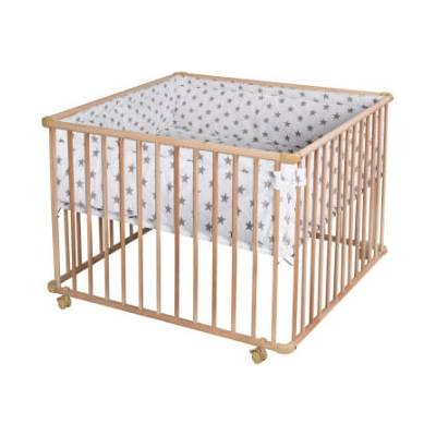 Schardt Playpen základní přírodní 100 x 100 cm velké hvězdy šedé včetně vložky