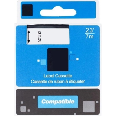 Páska PrintLine kompatibilní s DYMO 43613 Páska, pro tiskárny štítků, kompatibilní s DYMO 43613, S0720780, 6mm, 7m, černý tisk/bílý podklad, D1 PLTD27