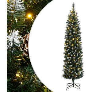vidaXL Изкуствена тънка коледна елха, 150 LED, 120 см (3315778)