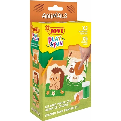 Jovi Play&Fun mini kreatívna sada na maľovanie pieskom 9 dielov Zvieratá