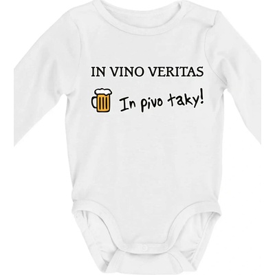In vino veritas in pivo taky Hana creative Body dojčenské s dlhým rukávom biele