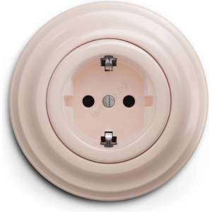 Reblig - Ретро домашна електрическа розетка с рамка SCHUKO 230V/16A старо-розова (RG0119G)